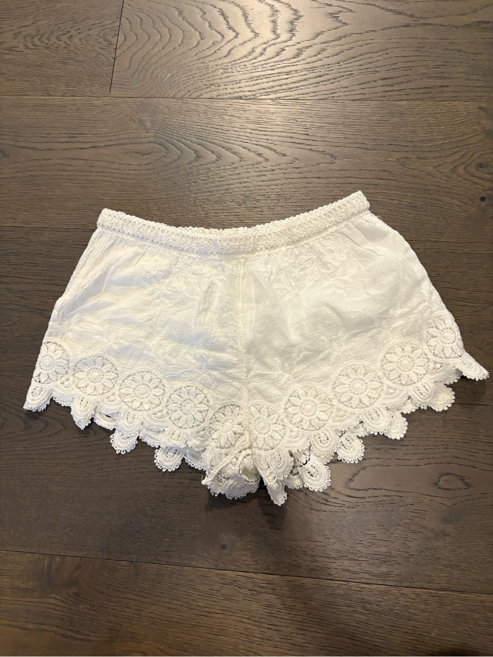 Lace white womens cotton shorts SMALL